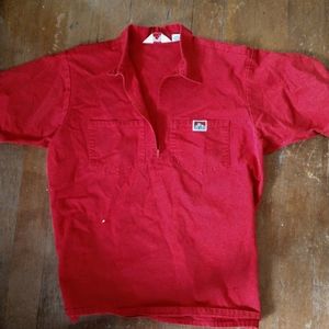 Ben Davis 1/4 zip work shirt red XL